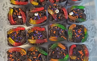 Halloween catering menu Halloween Dirt Chocolate Cup With Worms