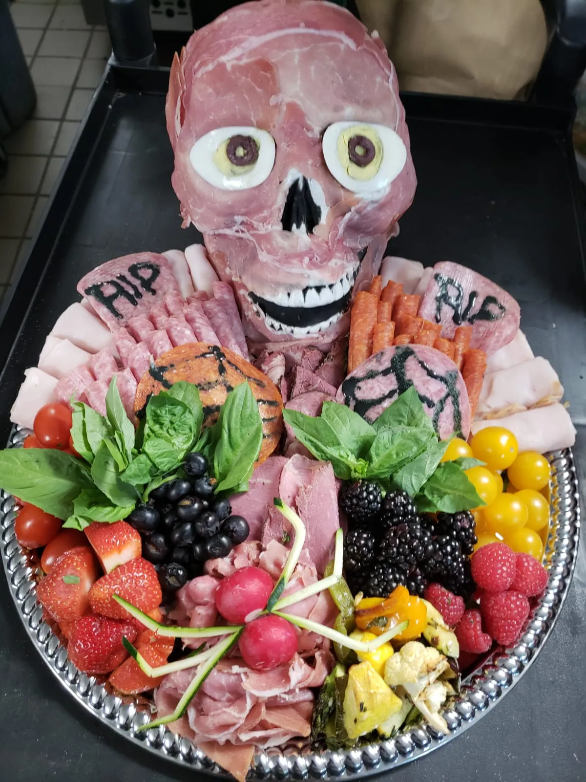 Halloween catering menu Skull Antipasto Platter